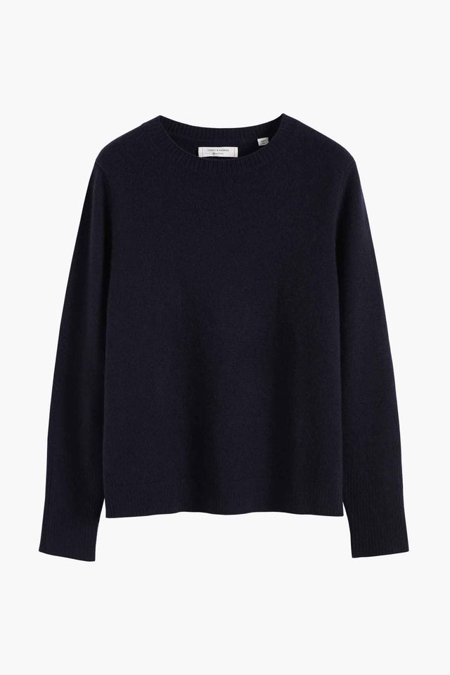 Navy Pure Cashmere Boxy Sweater image 2