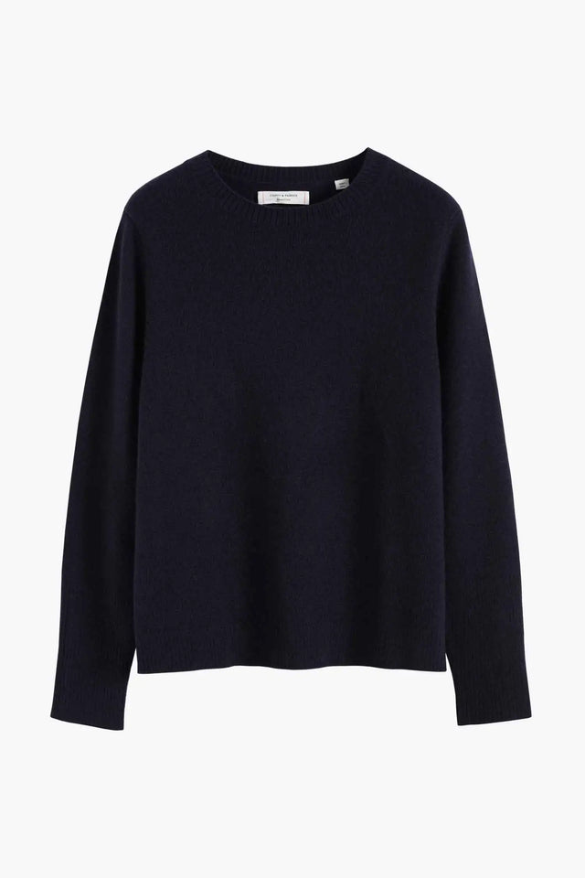 Navy Pure Cashmere Boxy Sweater image 7