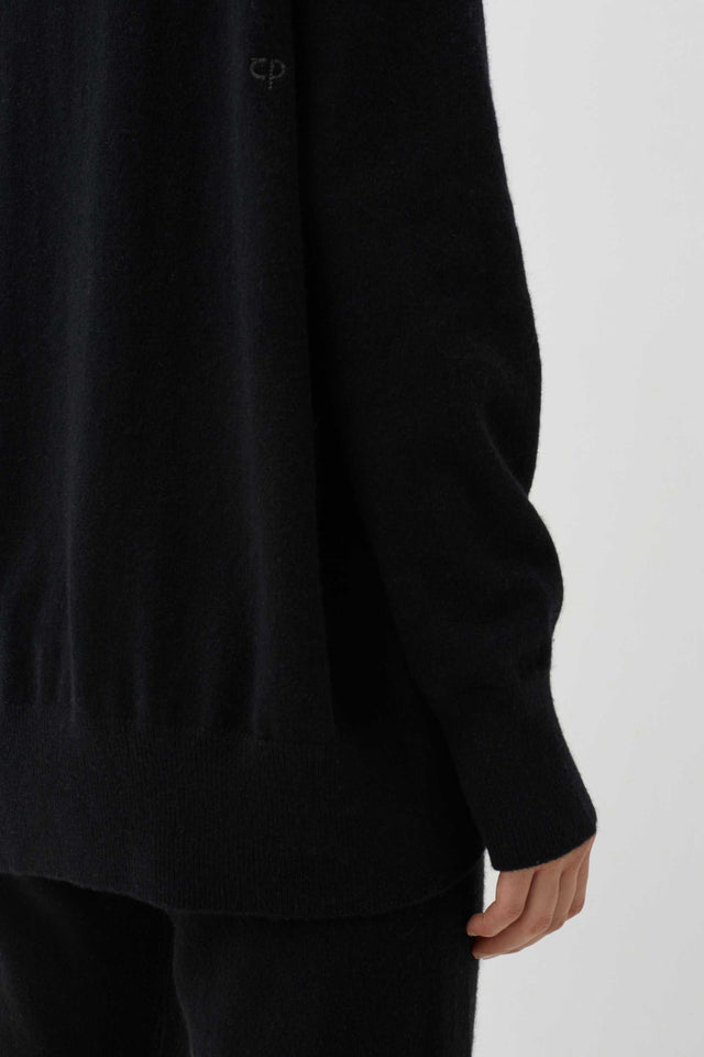 Black Pure Cashmere Slouchy Sweater image 4