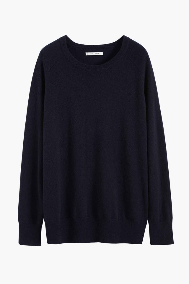 Navy Pure Cashmere Slouchy Sweater image 2