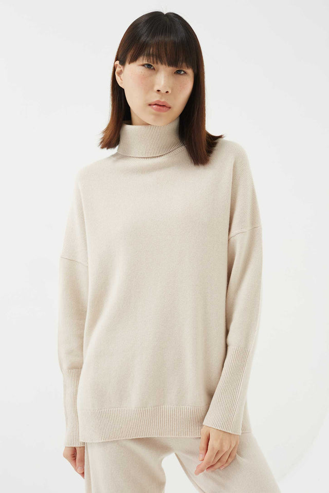 Bone Cashmere Rollneck Sweater image 1