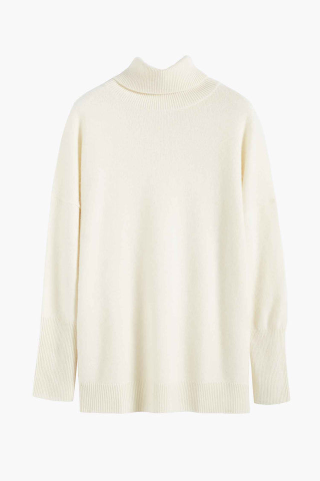 Cream Pure Cashmere Rollneck Sweater image 2
