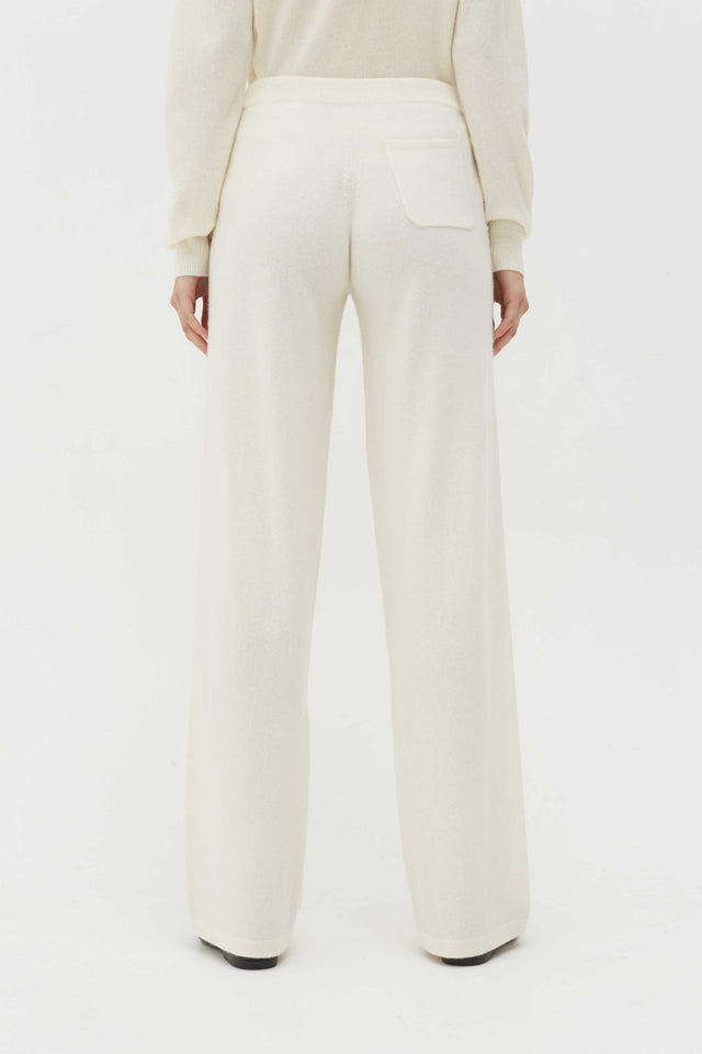 Cream Pure Cashmere Wide-Leg Pants image 4
