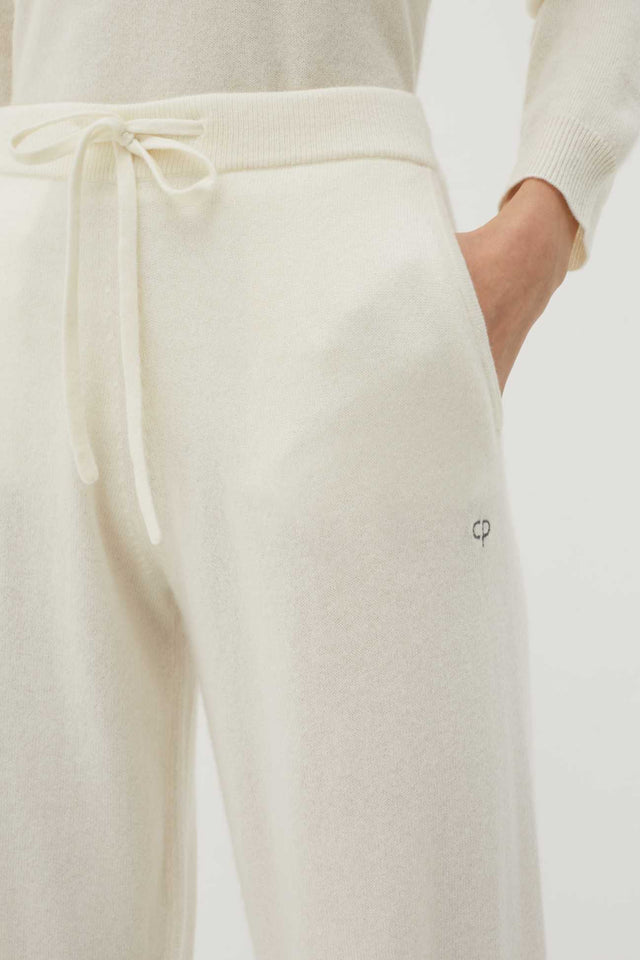 Cream Pure Cashmere Wide-Leg Pants image 5