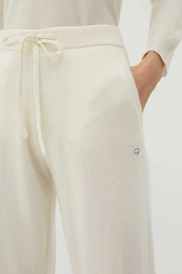 Cream Pure Cashmere Wide-Leg Pants image 2