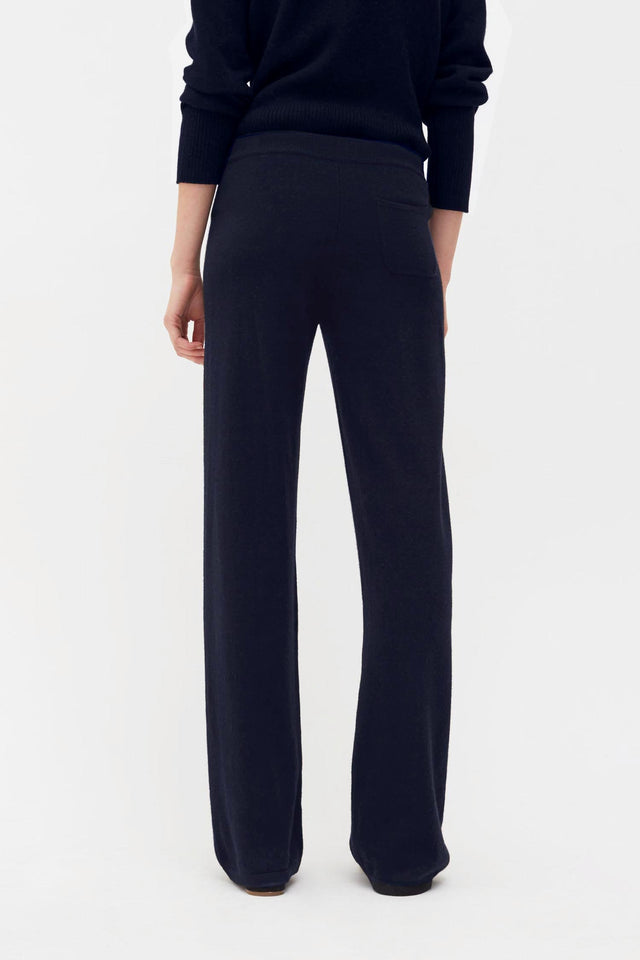 Navy Pure Cashmere Wide-Leg Pants image 5
