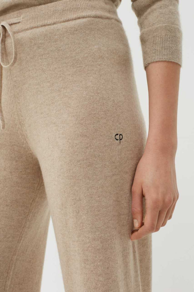 Oatmeal Pure Cashmere Wide-Leg Pants image 6