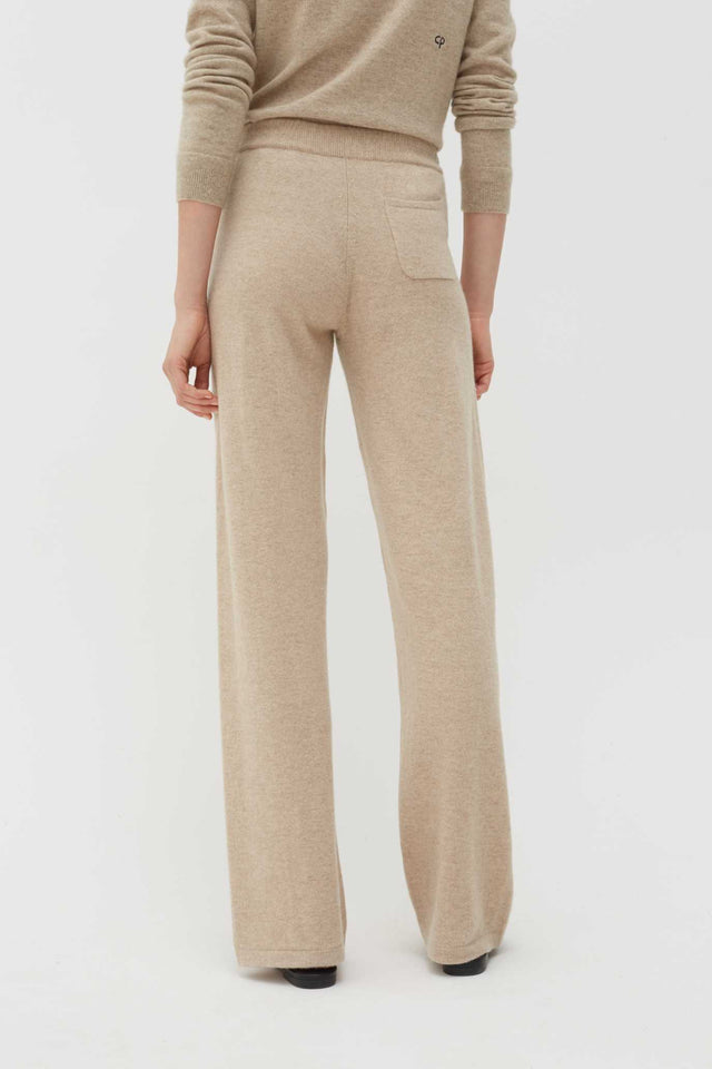 Oatmeal Pure Cashmere Wide-Leg Pants image 5