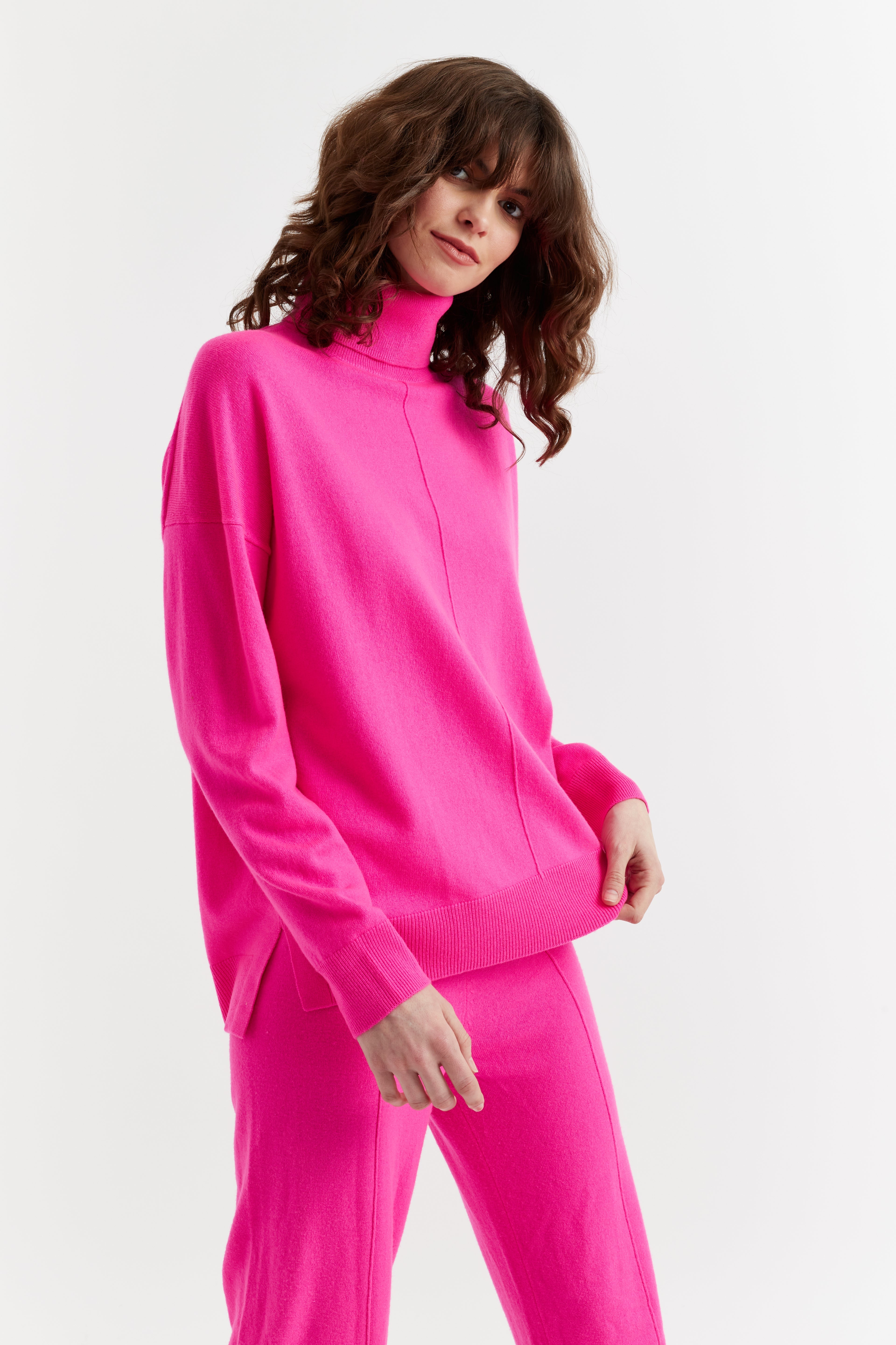 Women's Chinti and Parker Roll Neck Sweater Hot pink Wool-Cashmere Relaxed fit Size XS-3L