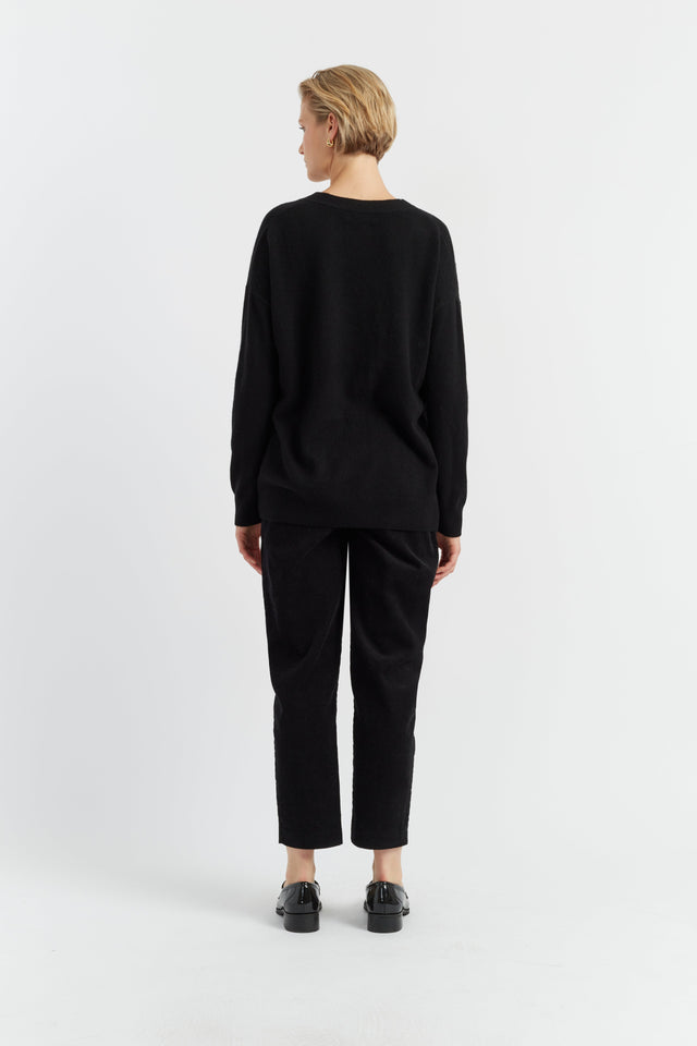 Women's V-Neck Sweater Chinti and Parker Black 100% Cashmere Size XS-3L image 3