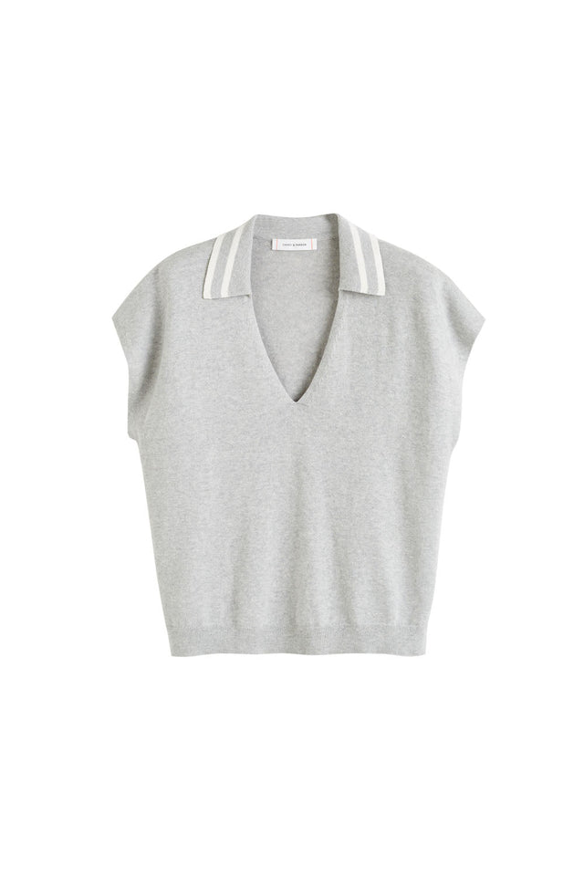 Grey Cotton-Linen Polo T-shirt image 2