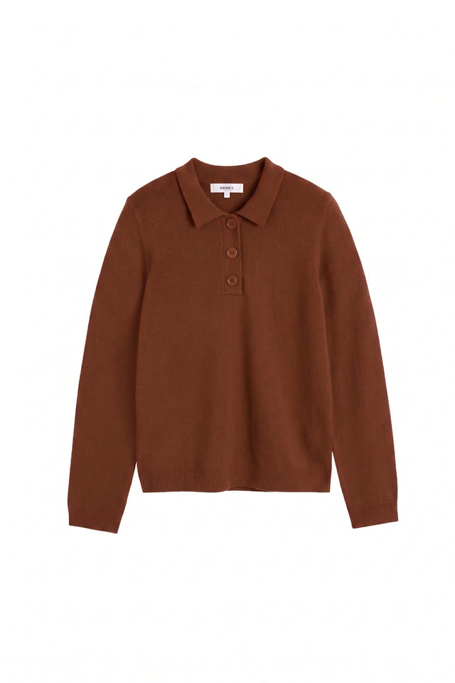 Toffee Wool-Cashmere Polo Sweater image 5