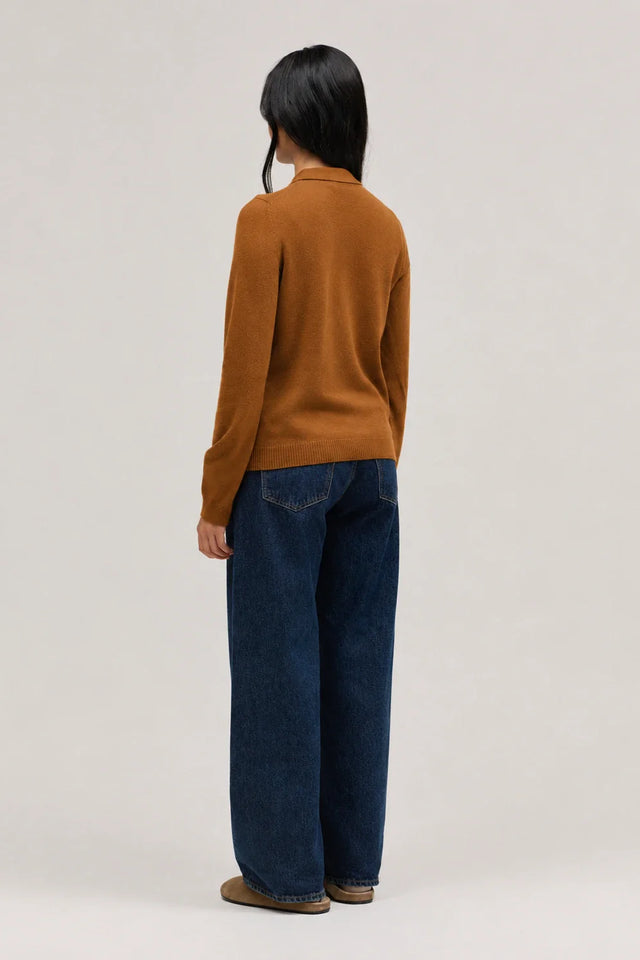 Toffee Wool-Cashmere Polo Sweater image 3