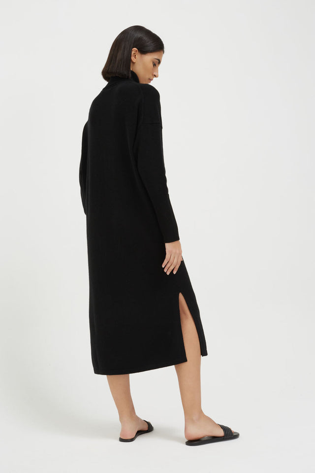 Black Wool-Cashmere Rollneck Maxi Dress image 2