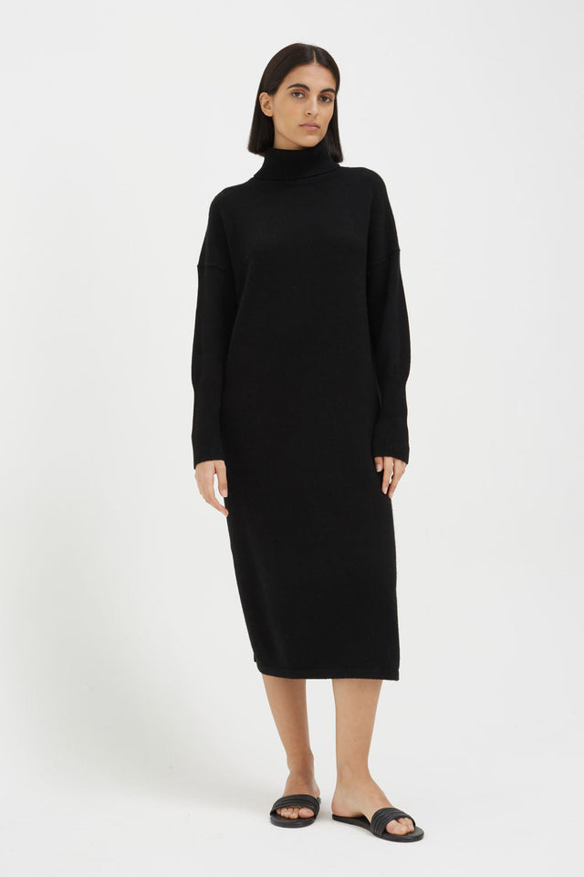 Black Wool-Cashmere Rollneck Maxi Dress image 1