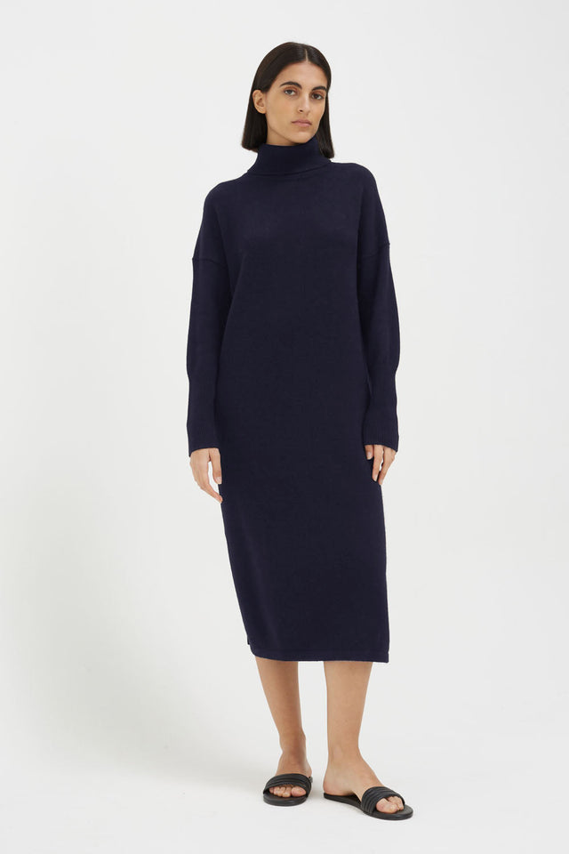 Women's Rollneck Maxi Knitted Dress Chinti And Parker Navy Wool-Cashmere Size XS-3L image 4