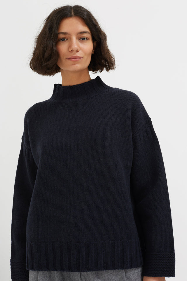 Navy Merino Guernsey Sweater image 1