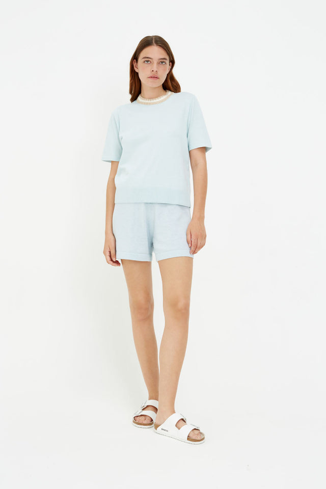 Soft-Mint Cotton-Cashmere Shorts image 1