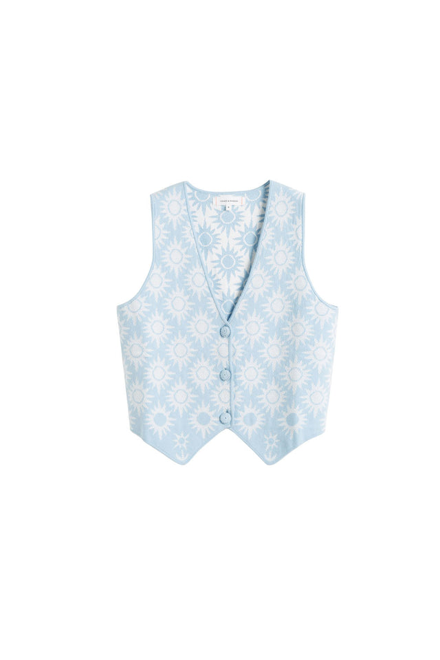 Sky-Blue Laura Whitmore Sunflower Waistcoat image 4