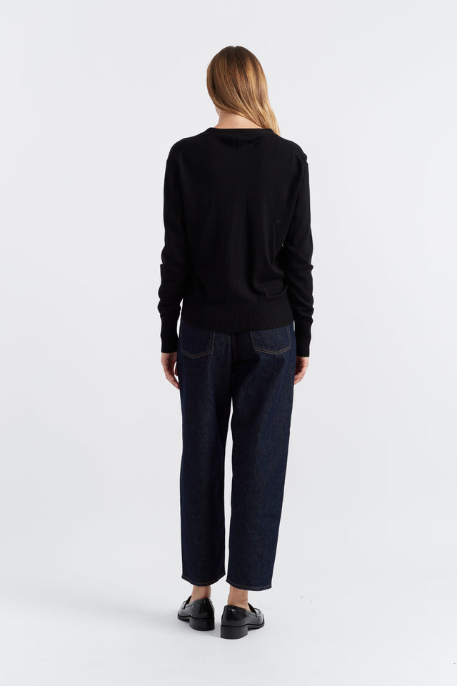 Black Pure Merino Cardigan image 2