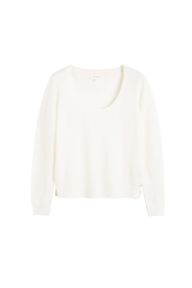 Cream Pure Merino Scoop Neck Sweater image 3