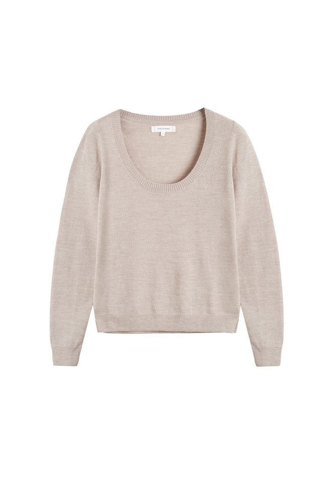 Taupe Pure Merino Scoop Neck Sweater image 2