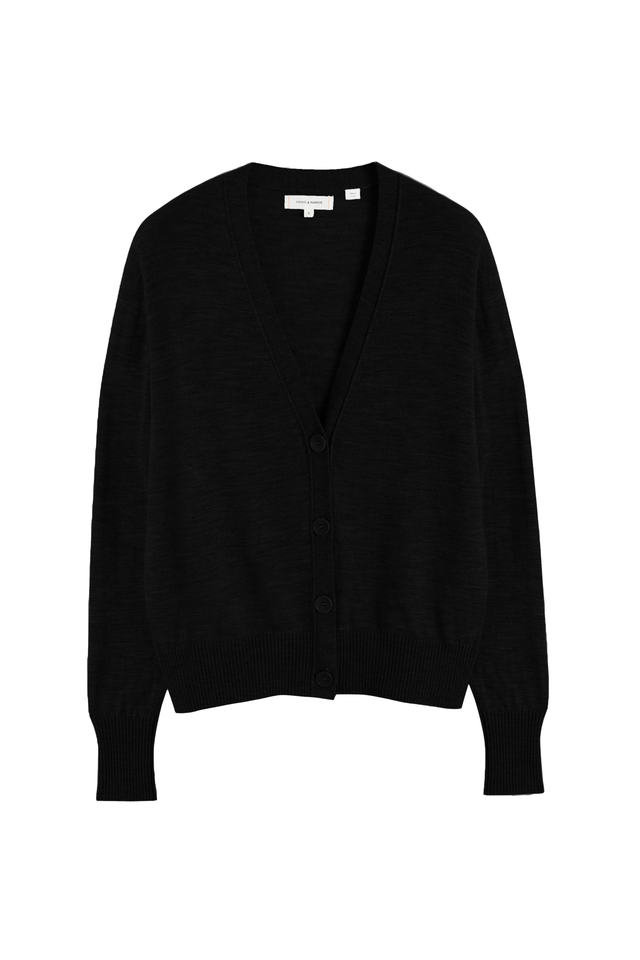 Black Pure Merino Cardigan image 3