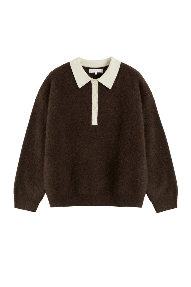 Chocolate Pure Merino Polo Tee image 3