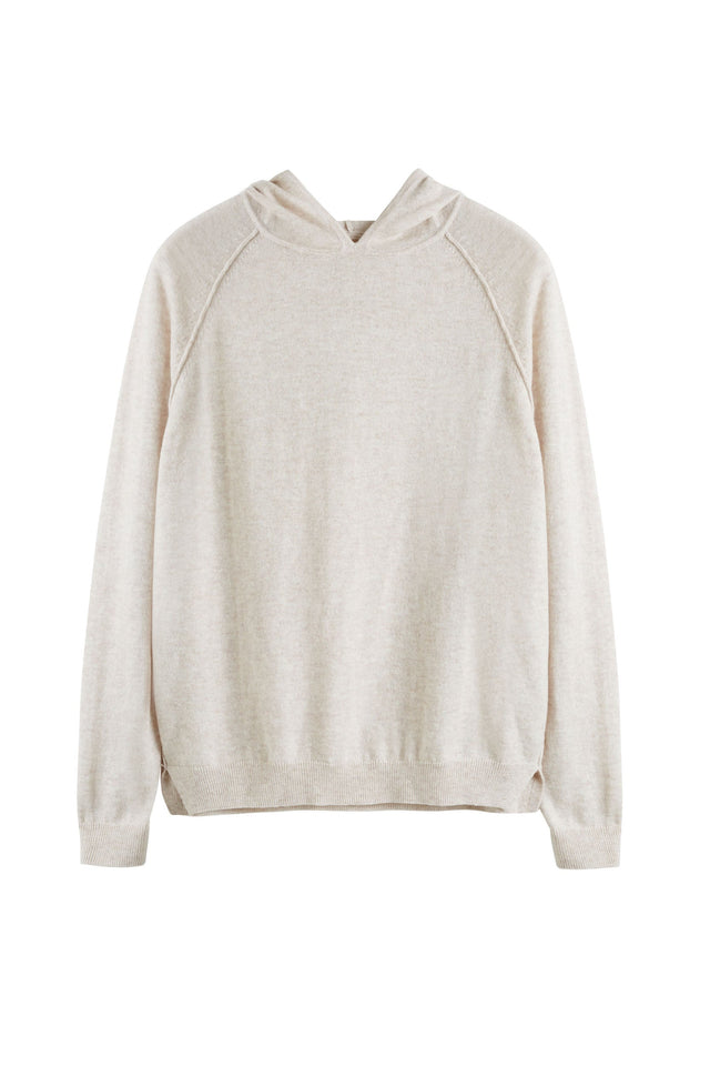 Women's Knitted Hoodie Chinti and Parker Oatmeal Wool-Cashmere Boxy fit Size XS-3L image 2