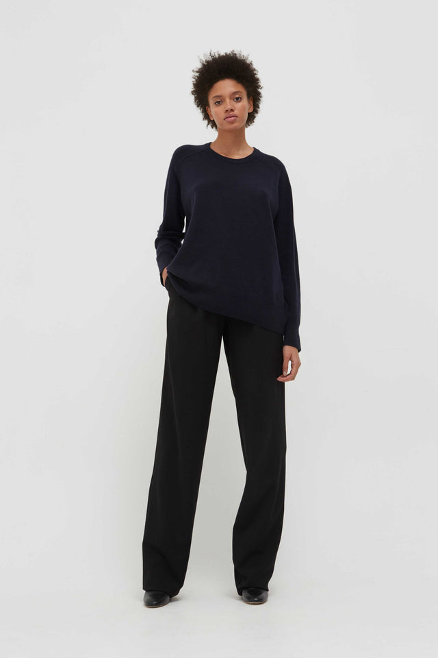 Navy Pure Cashmere Slouchy Sweater image 3