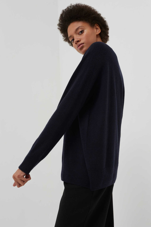 Navy Pure Cashmere Slouchy Sweater image 4