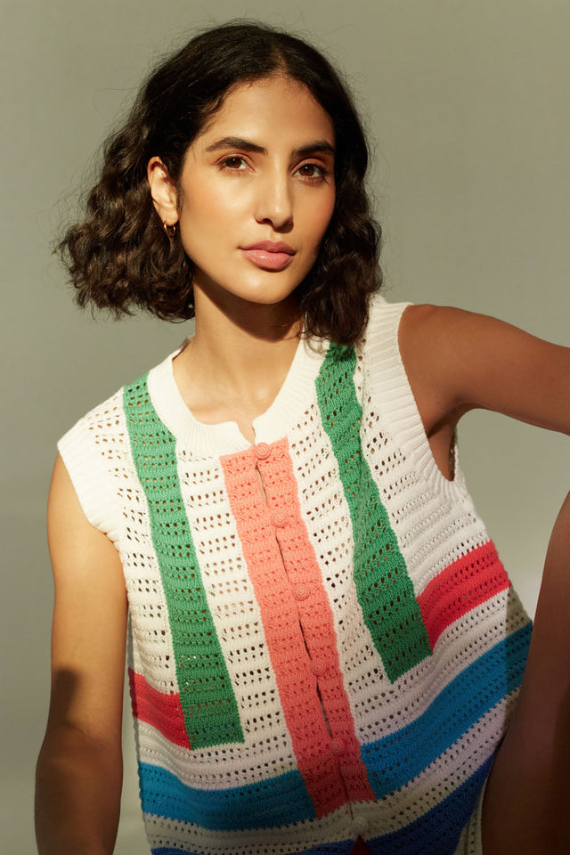 Cream Cotton Capri Vest image 1