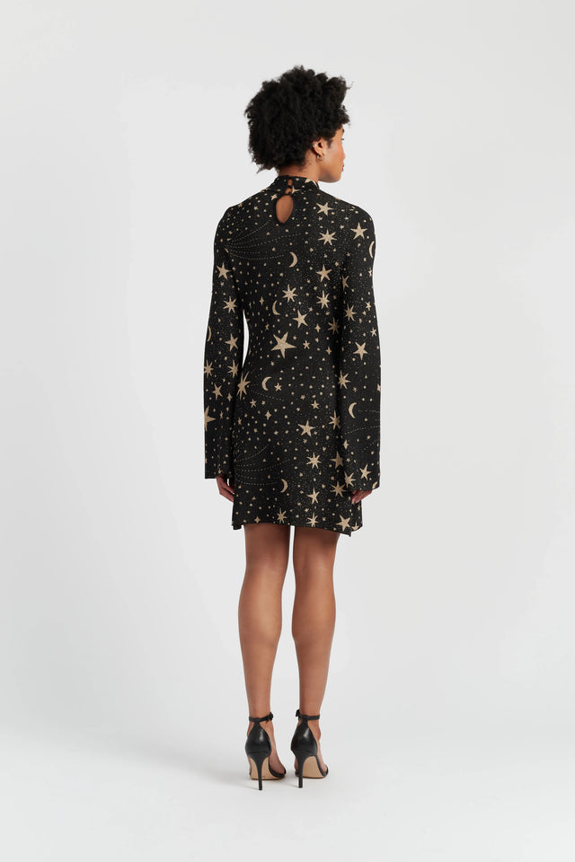 Black Wool-Blend Constellation Mini Dress image 7