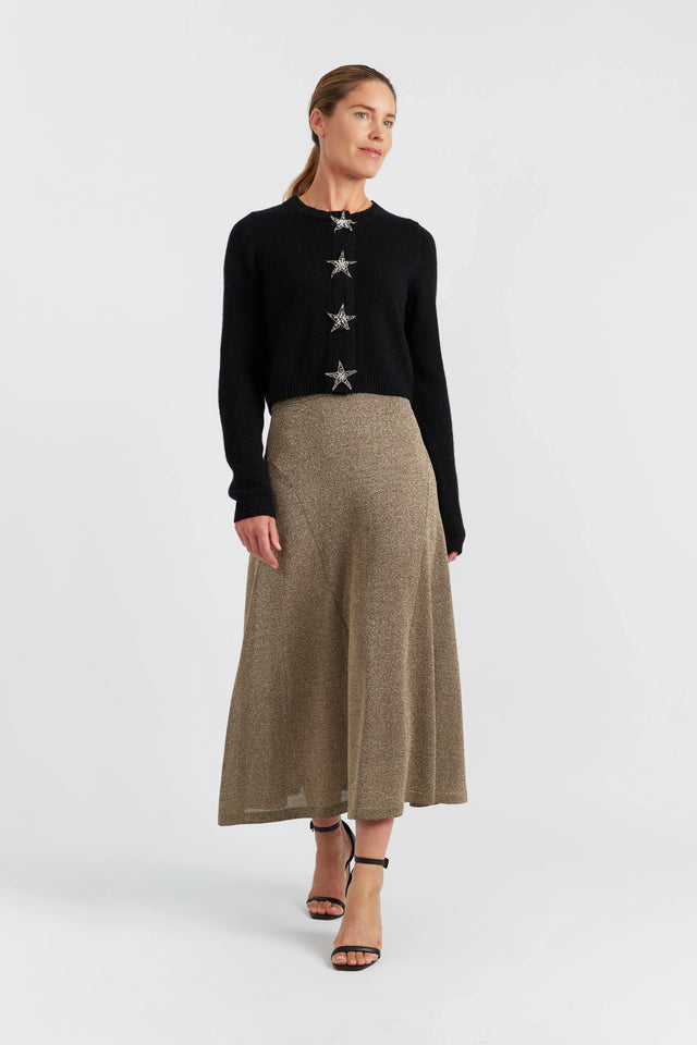 Black Wool-Cashmere Shooting Star Cardigan image 3