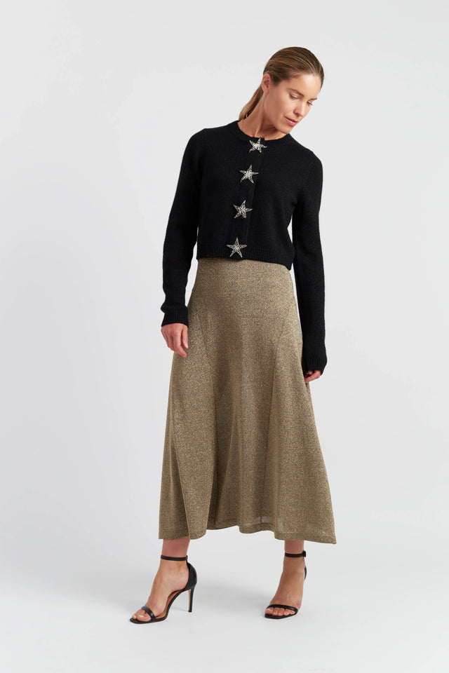 Black Wool-Cashmere Shooting Star Cardigan image 5