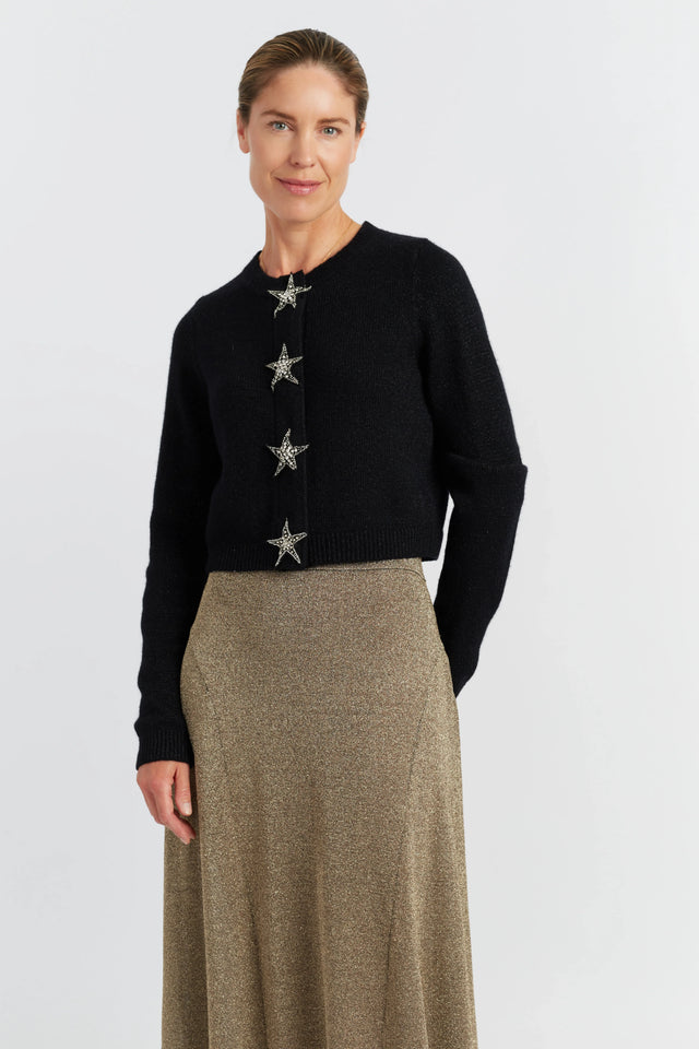 Black Wool-Cashmere Shooting Star Cardigan image 1