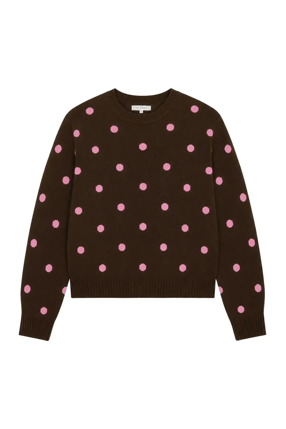 Chocolate Wool-Cashmere Polka Dot Sweater