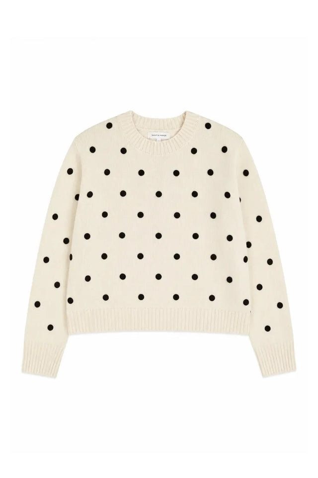 Cream Wool-Cashmere Polka Dot Sweater image 7