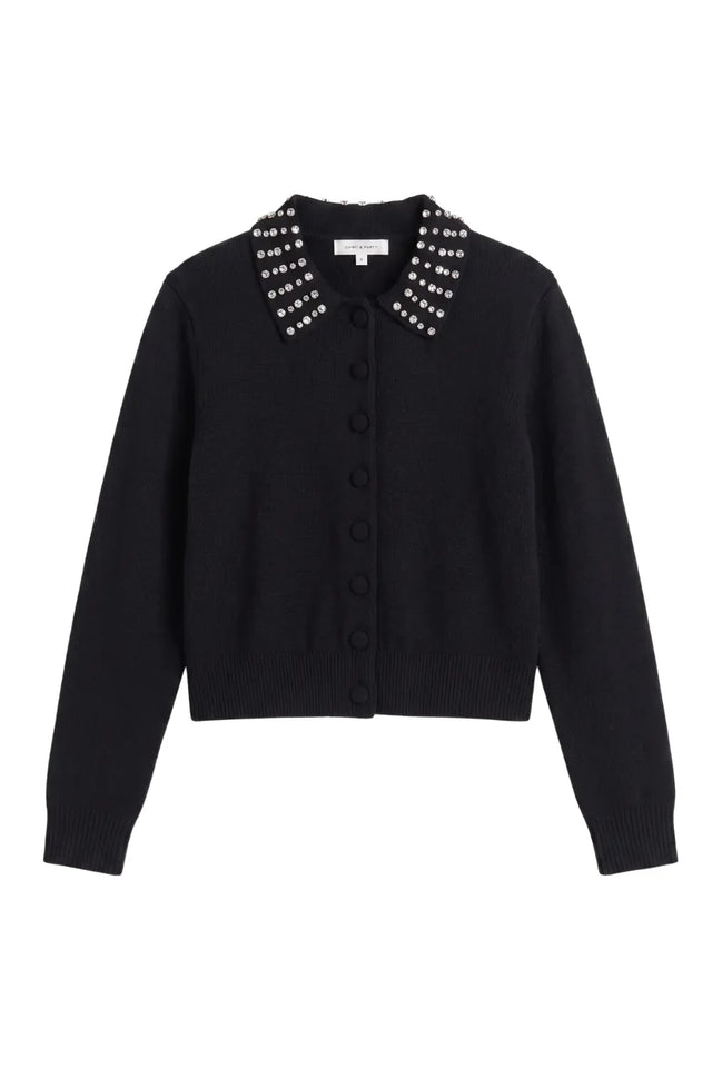 Black Wool-Cashmere Jewel-Neck Cardigan image 6