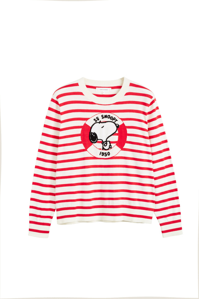 Red Cotton Snoopy Nautical Sweater image 2