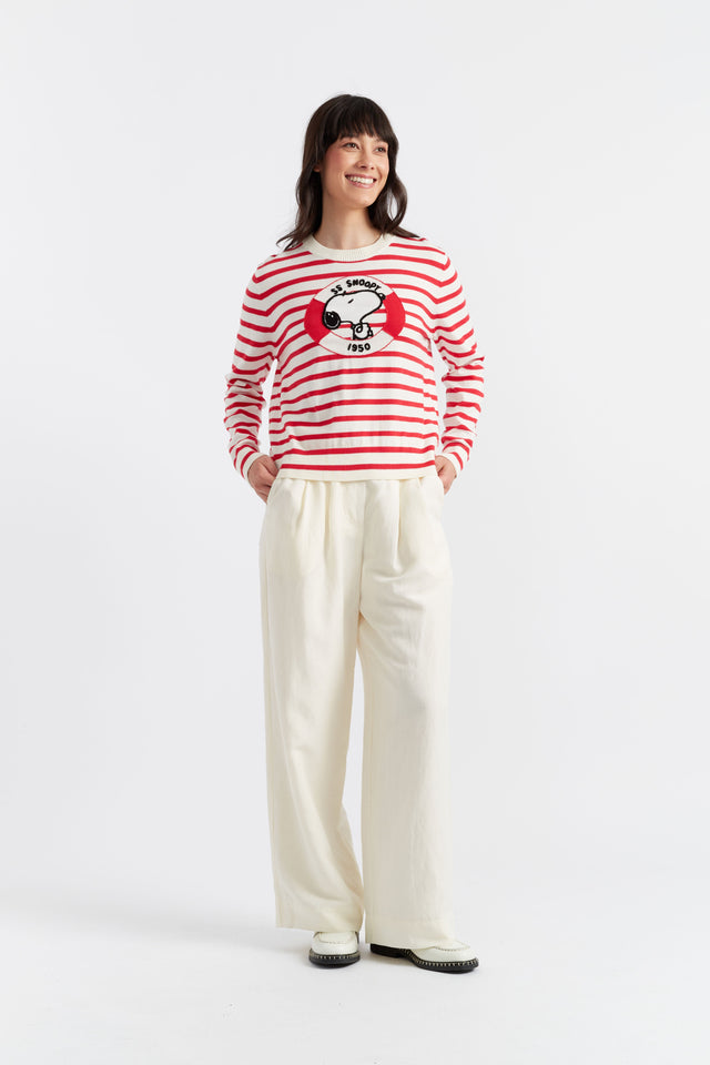 Red Cotton Snoopy Nautical Sweater image 1