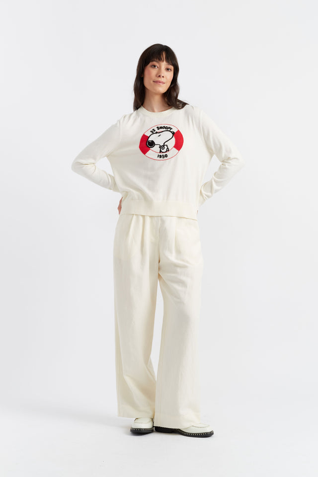 Cream Cotton Snoopy Nautical Sweater image 1