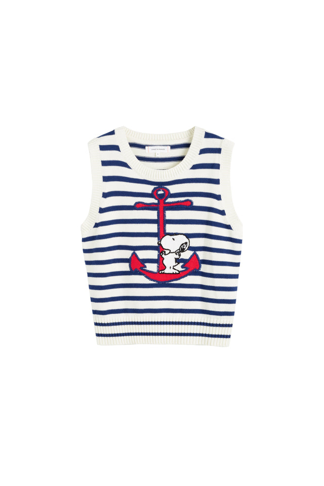 Cream-Navy Cotton Snoopy Anchor Tank image 2