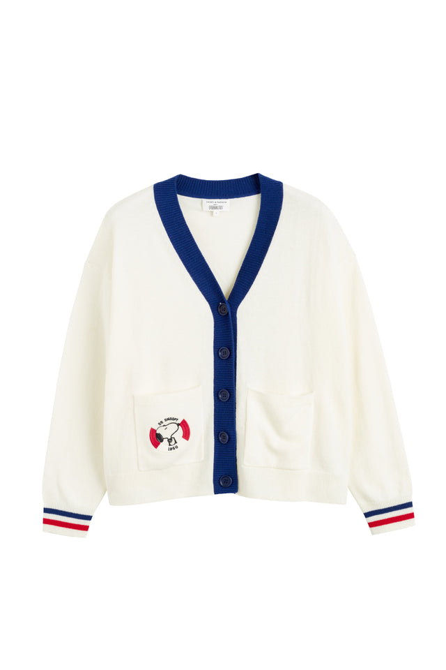 Cream Wool-Cashmere Snoopy Nautical Cardigan image 2