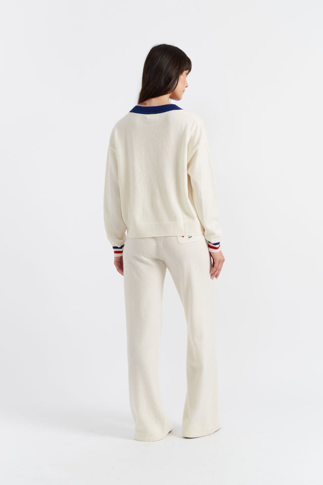 Cream Wool-Cashmere Snoopy Nautical Cardigan image 3