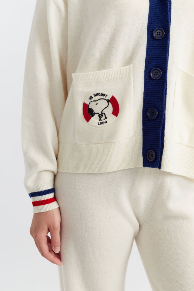 Cream Wool-Cashmere Snoopy Nautical Cardigan image 4