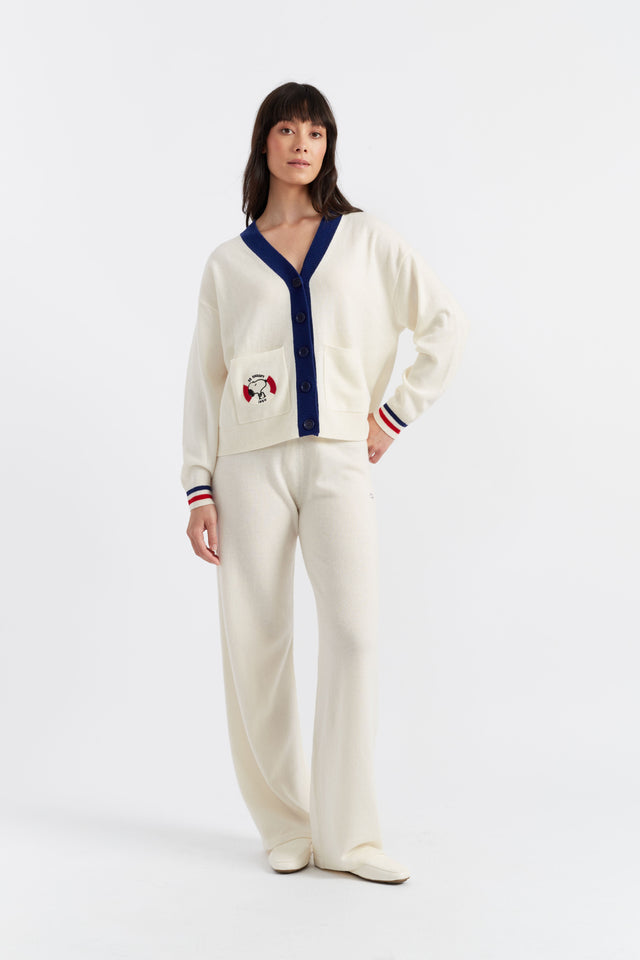 Cream Wool-Cashmere Snoopy Nautical Cardigan image 1