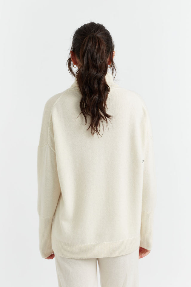 Cream Pure Cashmere Rollneck Sweater image 3