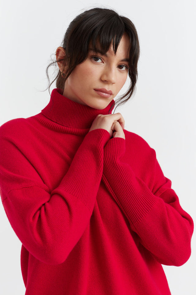 Red Cashmere Rollneck Sweater image 1