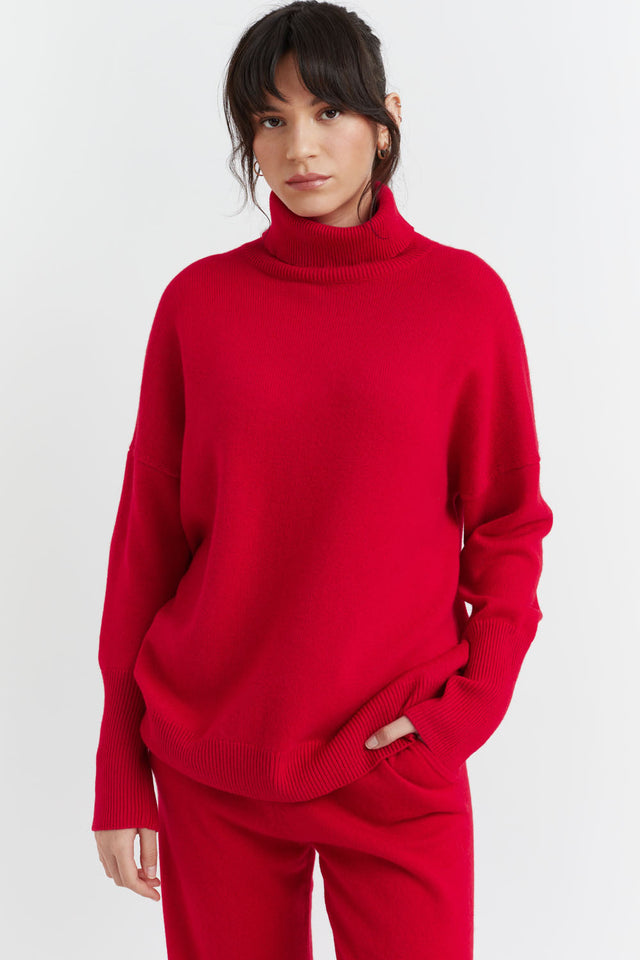 Red Cashmere Rollneck Sweater image 4